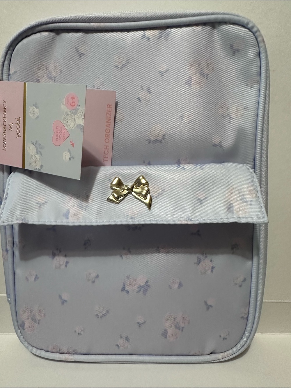 LoveShackFancy Everblooming Rosettes Blue Floral Brush/Tech Organizer Pouch - Picture 13 of 14